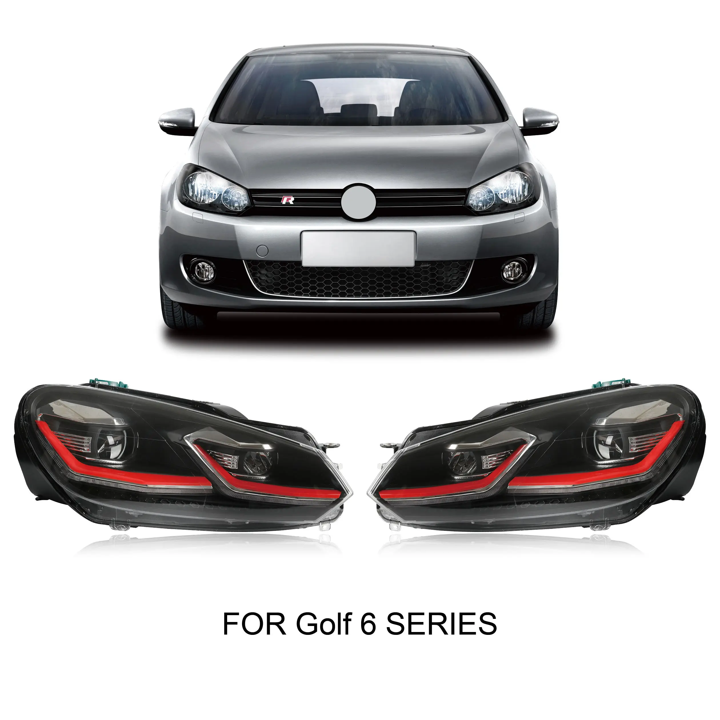 For F139 Aftermarket LED Daytime Running Front Headlight Assembly Left + Right for Volkswagen Golf 6 GTI 2009-2013 Auto Lamp