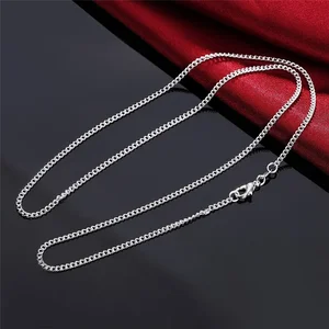 925 Stelling Silver Chain Necklace for Men and Women, Gifts of Jewelery, 16, 18, 20, 22, 24, 26, 28, 30 inches, 2mm, high quality, new 10 Main Sales Gift for Man - №9
