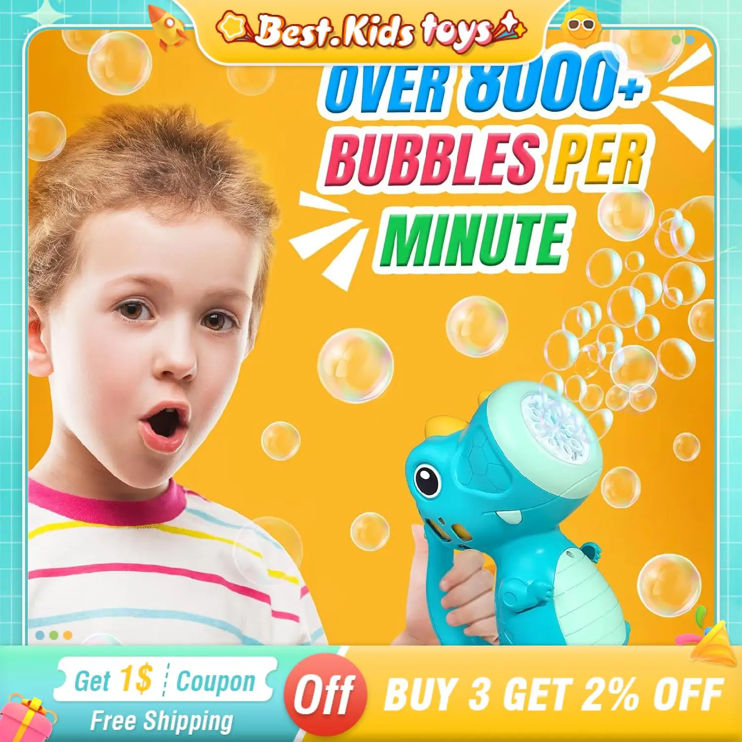 8 Hole Cartoon Dinosaur Electric Bubble Machine Automatic Handheld Bubble Blower Kids Toys Outdoor Party Wedding Game Girls Gift