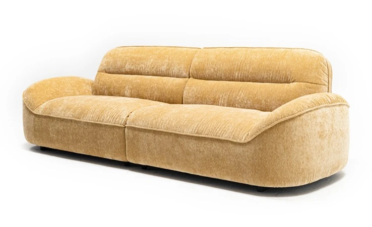 

French retro style fabric straight row living room three people modern simple cream style