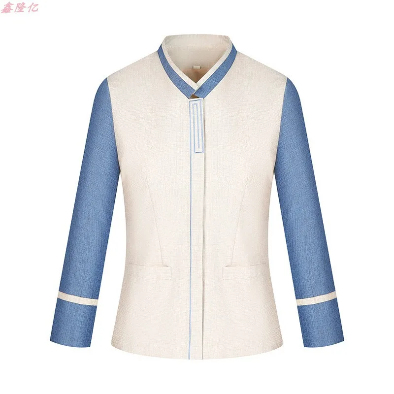 2024ホテル客室清掃員制服プロパティモール病院衛生労働者長袖新スタイル