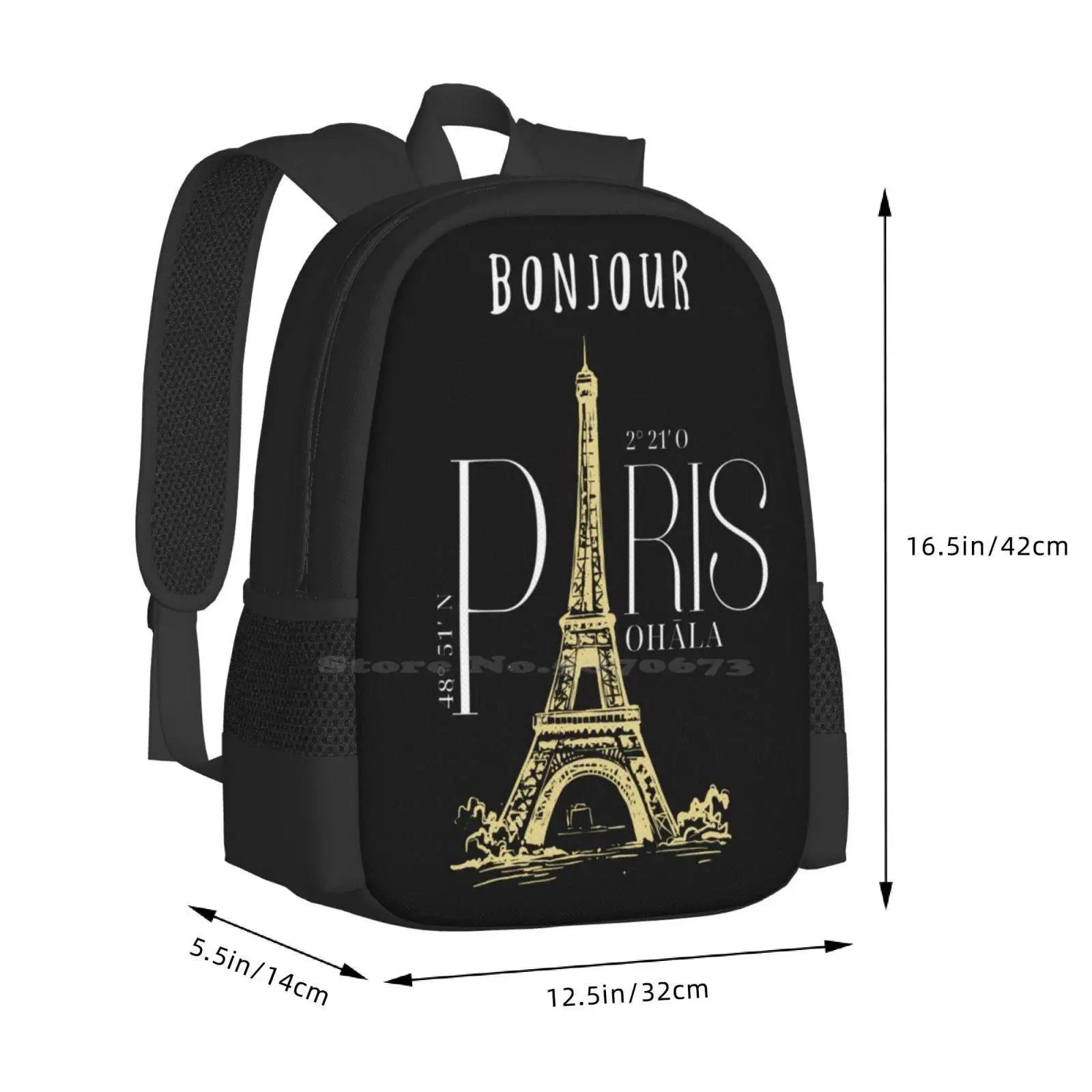 Mochilas escolares blancas de París, mochila para portátil de viaje, Torre Eiffel de París, estilo de vida fresco