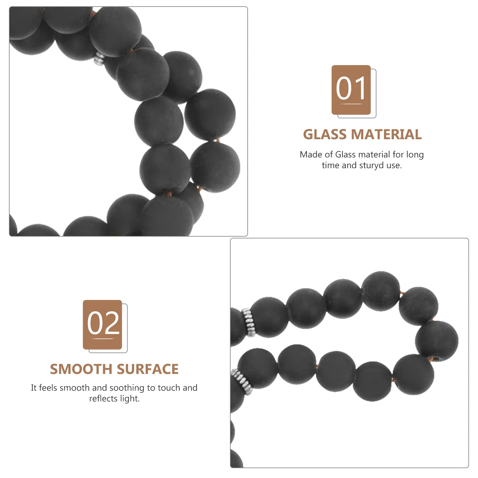 سبحة صلاة المسلمين سلسلة خرز زجاجي مسبحة سوداء متانة قوية سطح أملس لمسة نهائية لامعة مناسبة للصلاة يوميًا
