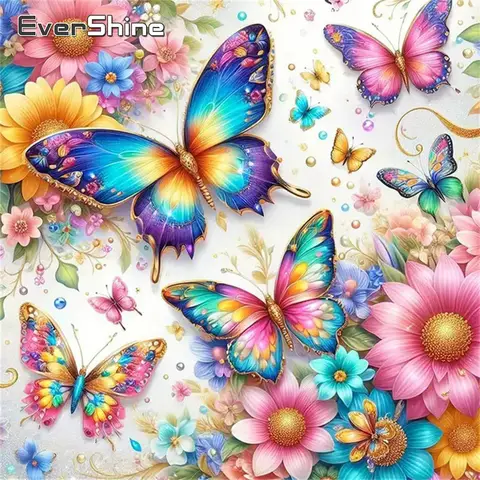 Evershine New Arrival Diamond Painting Butterfly Animal Picture Rhinestones Embroidery Daisy Flower Needlework Wall Decoration