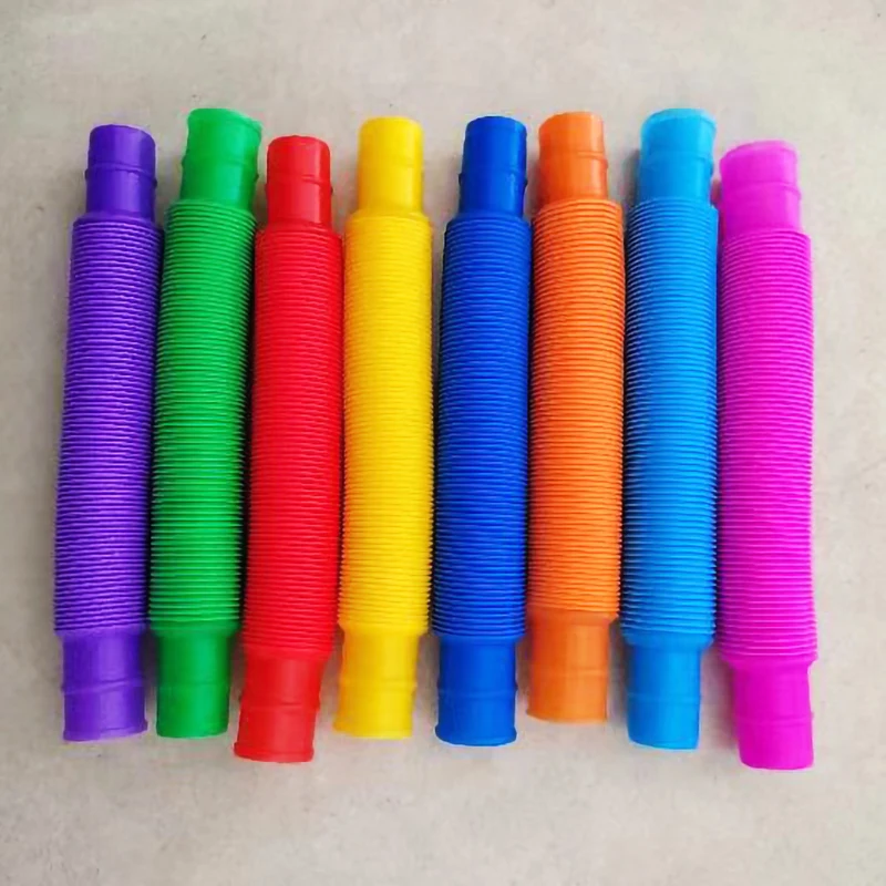 1/8 PCS Flexible Plastic Popular Color Creative Telescopic Pipe Corrugated Decompression Vent Children\'s Toy Birthday Party Gift