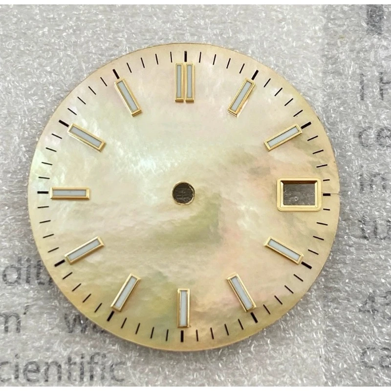 28.5mm NH35 Dial S Mother of Pearl Dial Stripe Nail Literal Green Luminous Suitable for NH35 NH36 4R Movement Watch Accessories