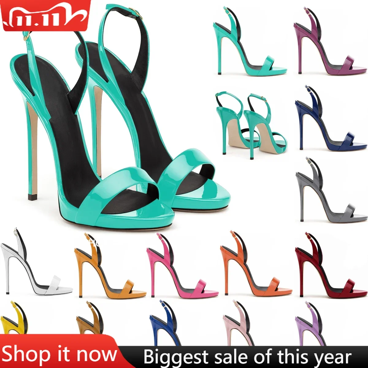 รองเท้าส้นเข็มสำหรับผู้หญิง, รองเท้าชุดเดรสปาร์ตี้ตอนเย็นเปิดปลายเท้ารองเท้ารัดส้นเซ็กซี่ F-SL-1