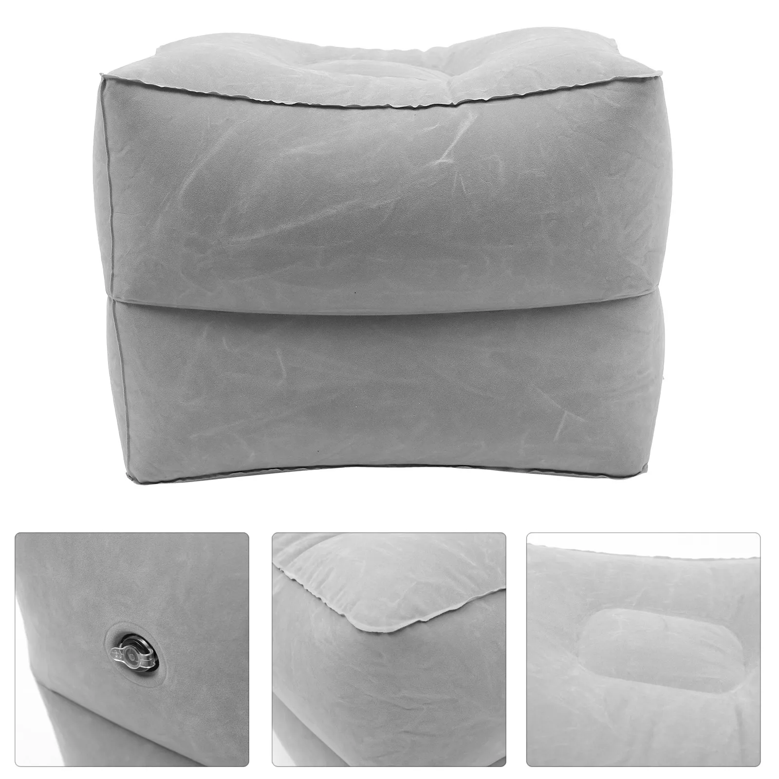 1Set Inflatable Travel Foot Rest Pillow Adjustable Height Leg Rest Pillow Airplane Bed Foldable Carry Pouch Lightweight