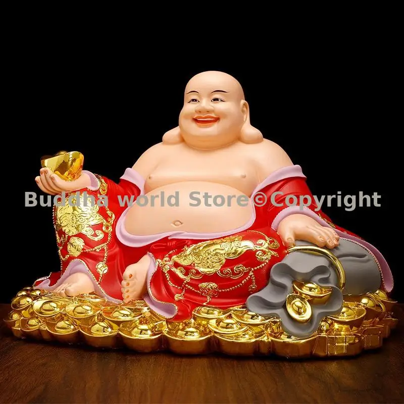 GOOD LUCK Maitreya Buddha God of wealth BUDDHA figure home Altar shop Worship efficacious Talisman family Goddess Mascot statue