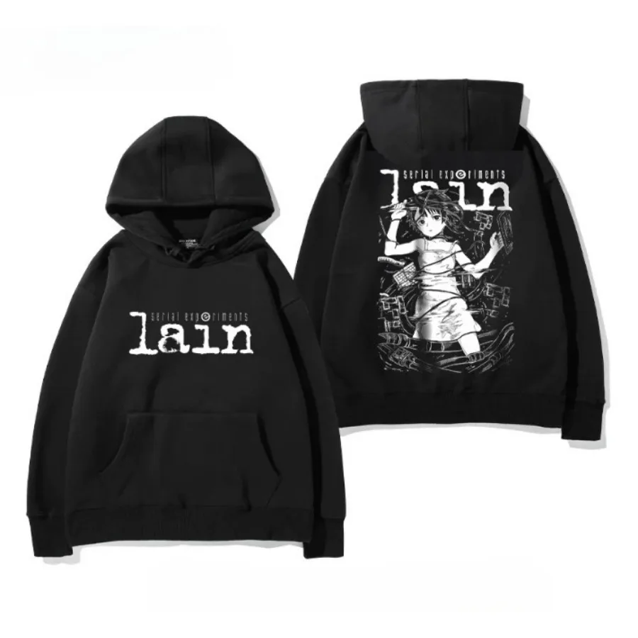 Anime Serial Experiments Lain Oversized Women/Men Hoodie Sweatshirt Streetwear Hip Hop Pullover Hooded Jacket Casual Tracksuit