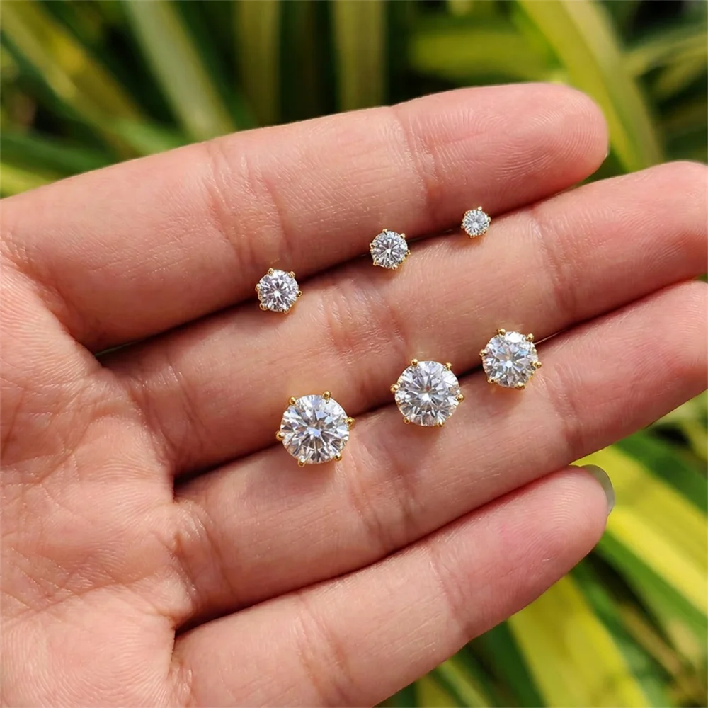 AIDE 925 Sterling Silber 1 Stück Sechsklauen Funkelnder Moissanit Damen Multi-Größen Flacher Rücken Knorpelpiercing Hochzeits-Brautgeschenk – Detail 19