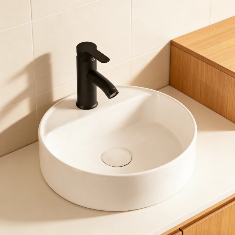 

Modern Simple Above Counter Basin Bathroom Washbasin Ceramic Bathroom Sinks European Single Hole Wash Basin Balcony Washing Sink