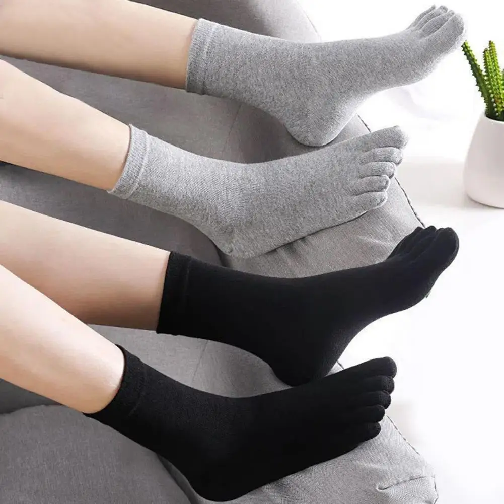 1 Pair Toe Socks Fall Winter Moisture-Wicking Arch Support Non-Slip Men Women Athletic Running Cotton Five Fingers Sock