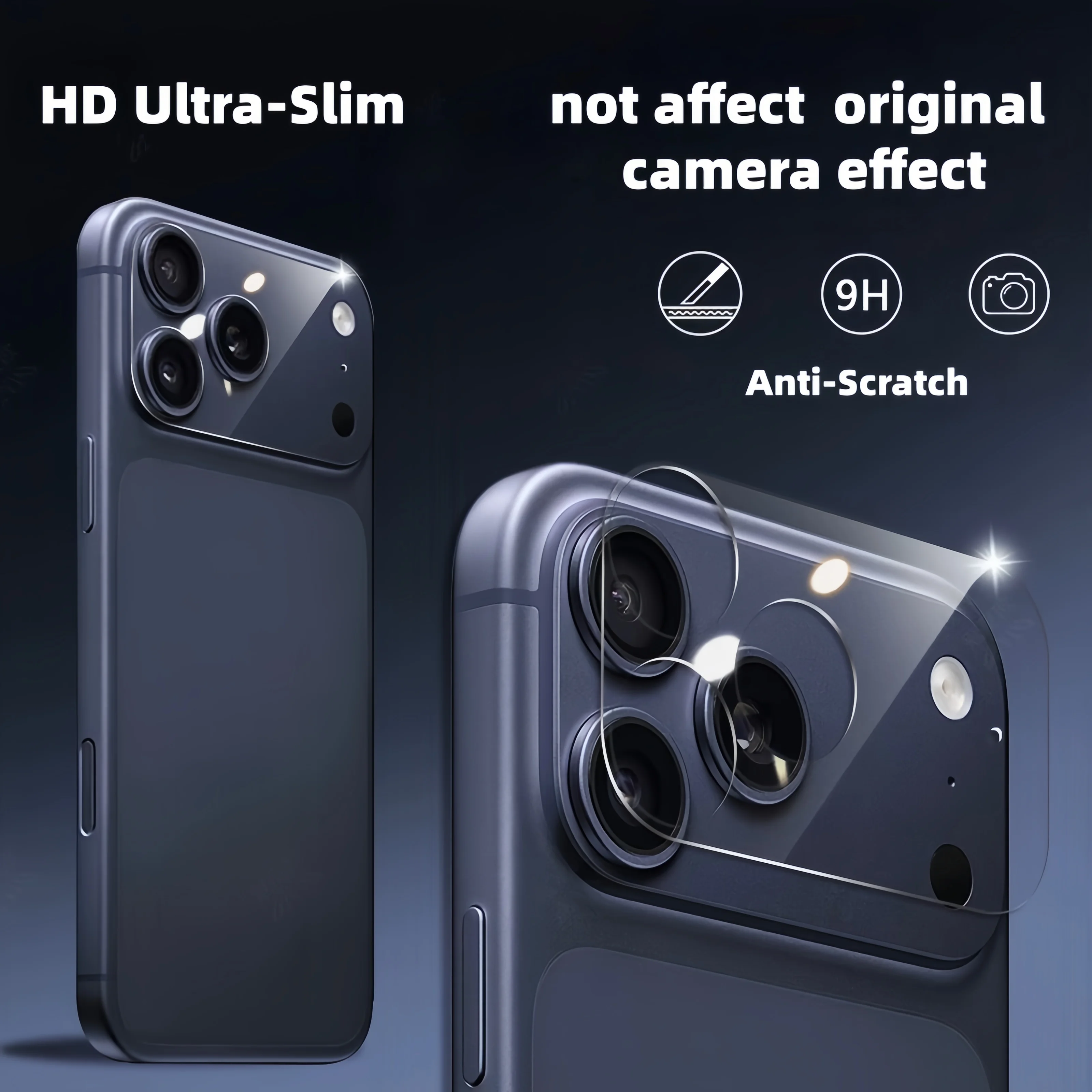 Film de protection de Base d'objectif de caméra en fibre de verre, 2 pièces, pour iphone 17 Pro, couverture d'écran anti-rayures de dureté 9H, protection Invisible