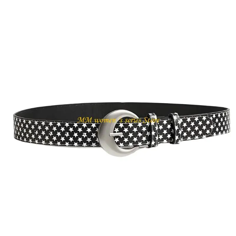 Q39C Elegant Waist Belt Jeans Pants Belt Waist Strap with Star Print for Women Girl