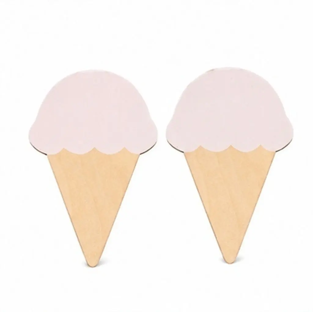 2Sets Wooden Ice Cream Wall Hooks Adhesive Multi-Functional Punch- Room Decor Hooks for Clothes Towels Keys Hanging
