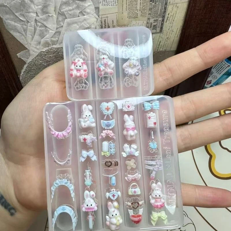 3D Nail Art Decorations Bear Rabbit Silicone Carving Mold UV Gel Polish Stamping Stencils Relief Bowknot DIY Design Nail Charm - view 2