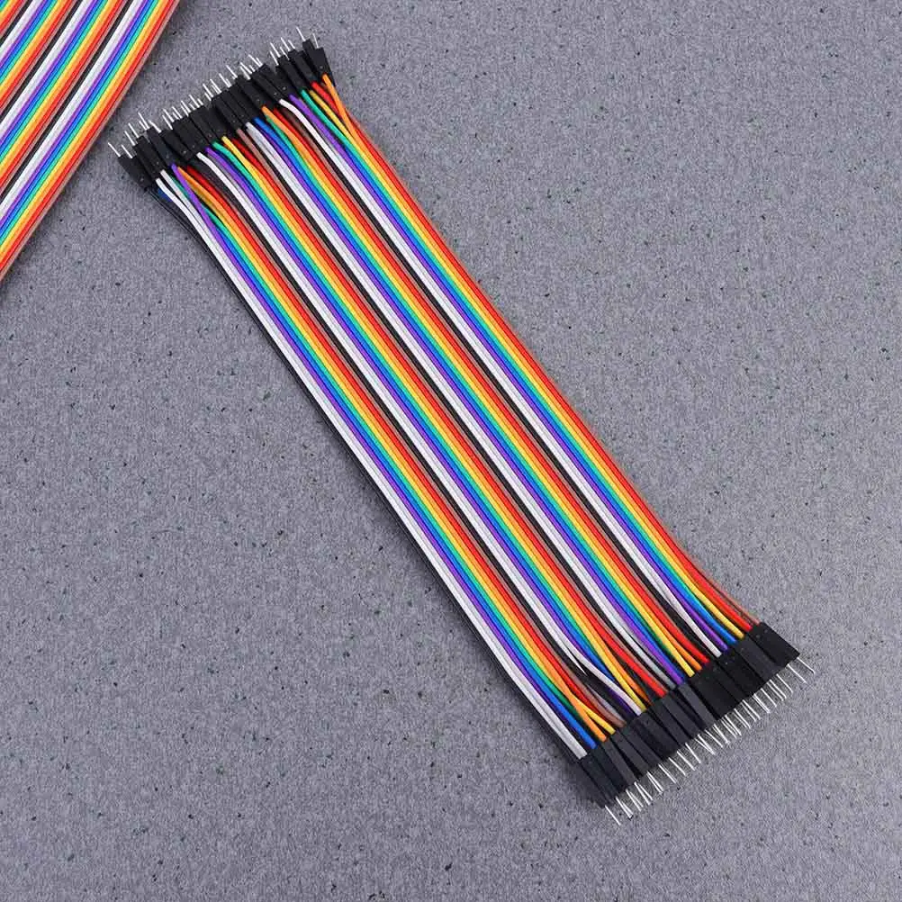 10Pcs Wire Set 40-Pin 320Cm Rainbow Ribbon Cable for Breadboard Male to Male Jumper Wires 2.54mm Pitch Flexible
