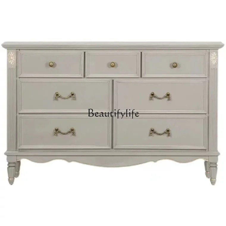 

88. American Light Luxury Solid Wood Dresser Modern Simple Living Room Bedroom Complete Storage