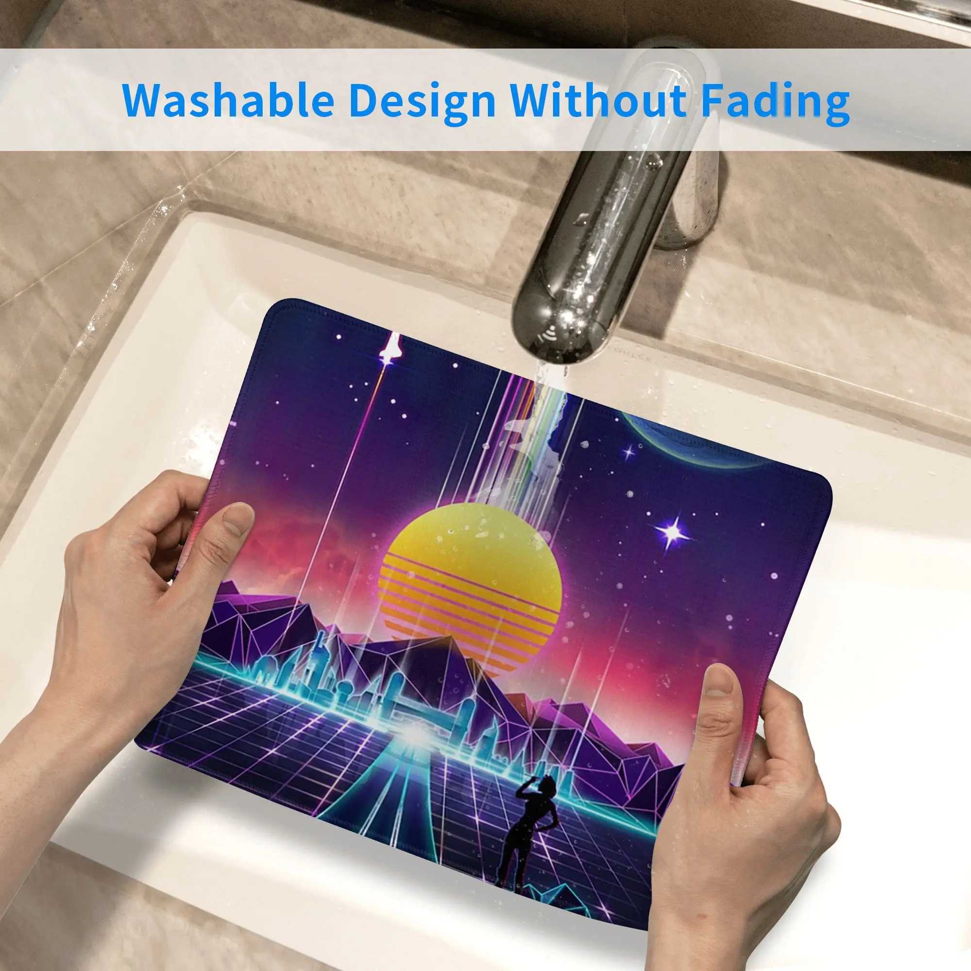 แผ่นรองเมาส์นีออนซันไรส์แป้นพิมพ์คอมพิวเตอร์แผ่นรองเม้าส์สำหรับเล่นเกม PC แล็ปท็อปโต๊ะอุปกรณ์สำนักงานแผ่นรองโต๊ะ