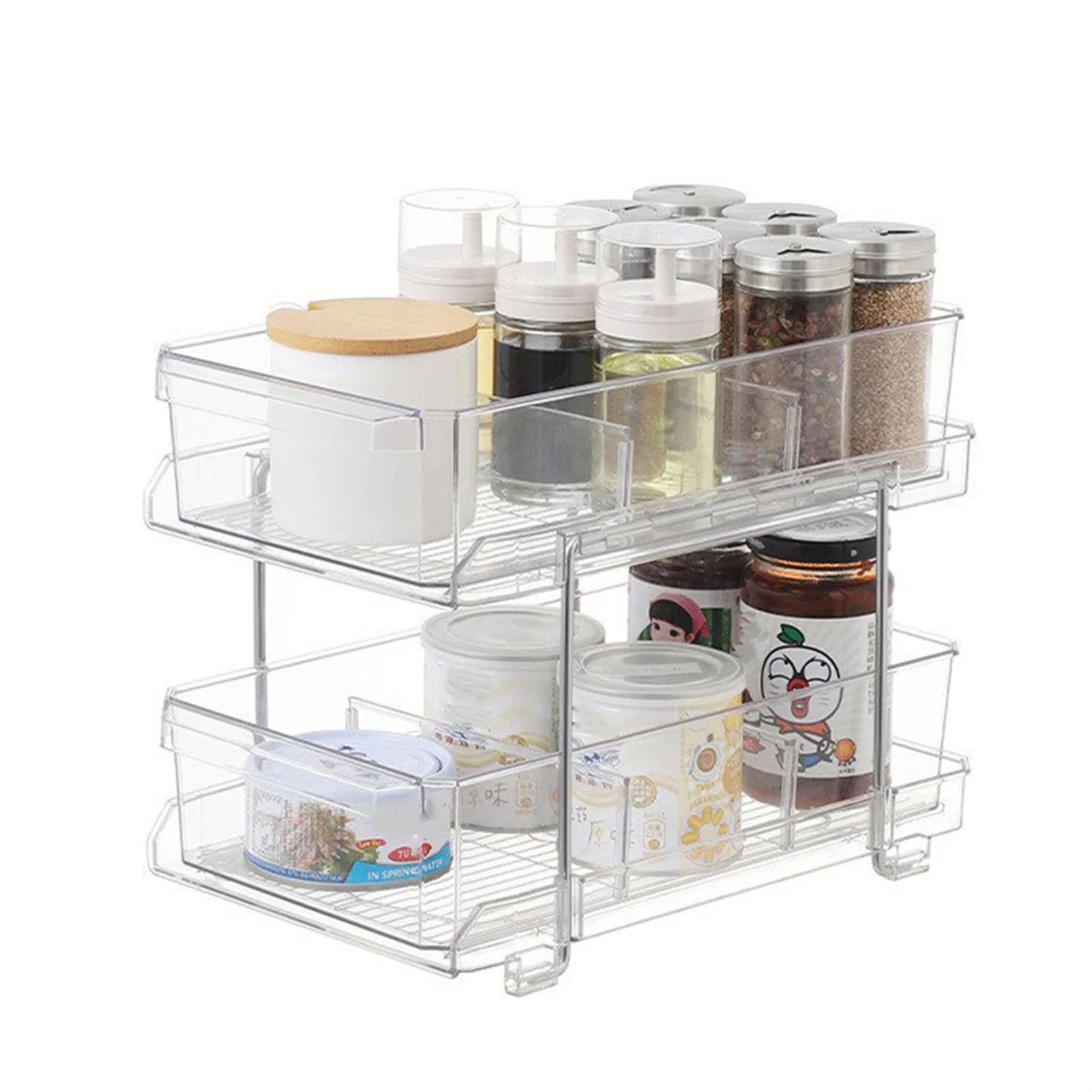 

Plastic Stackable Makeup Organizer Durable Food Storage Box for Dorms Bedrooms Desktop