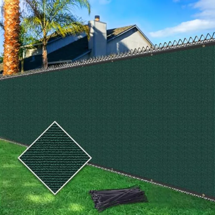 

5ftx50ft Fence Privacy Screen Heavy Duty 170 GSM Windscreen and Dustproof Fabric Privacy Screen Covering Mesh Fencing for Outdo