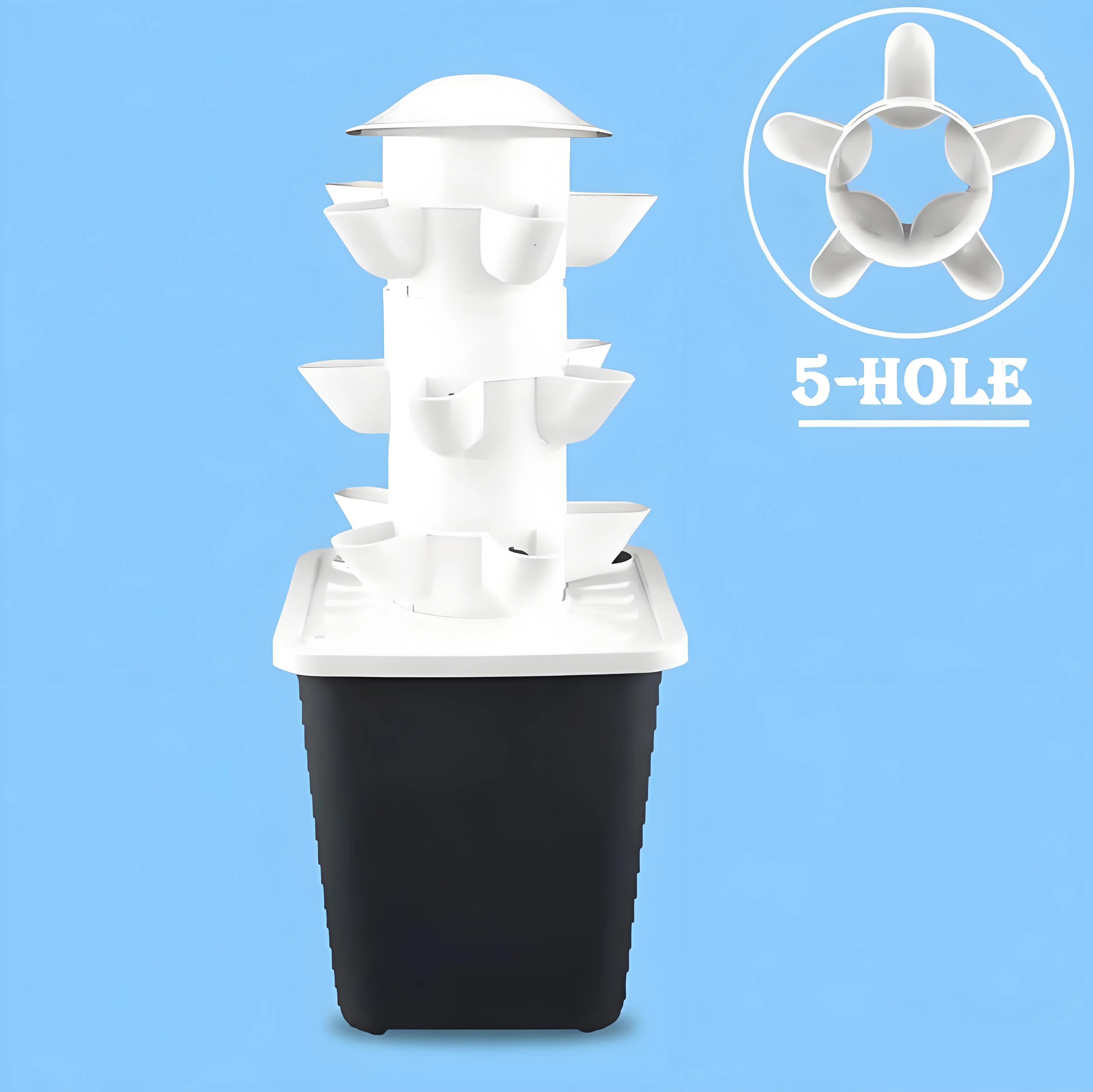 Hydroponic Growing Tower,3 Layers 15 Pots Vertical Garden Planter for Soilless Cultivation Herbs Fruits Vegetables