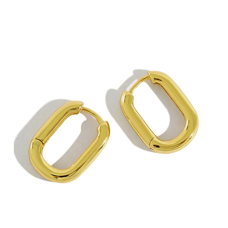 wholeSale earing 100% Real 925 Sterling Silver Oval Shape design 18K gold plated stud plain silver earring