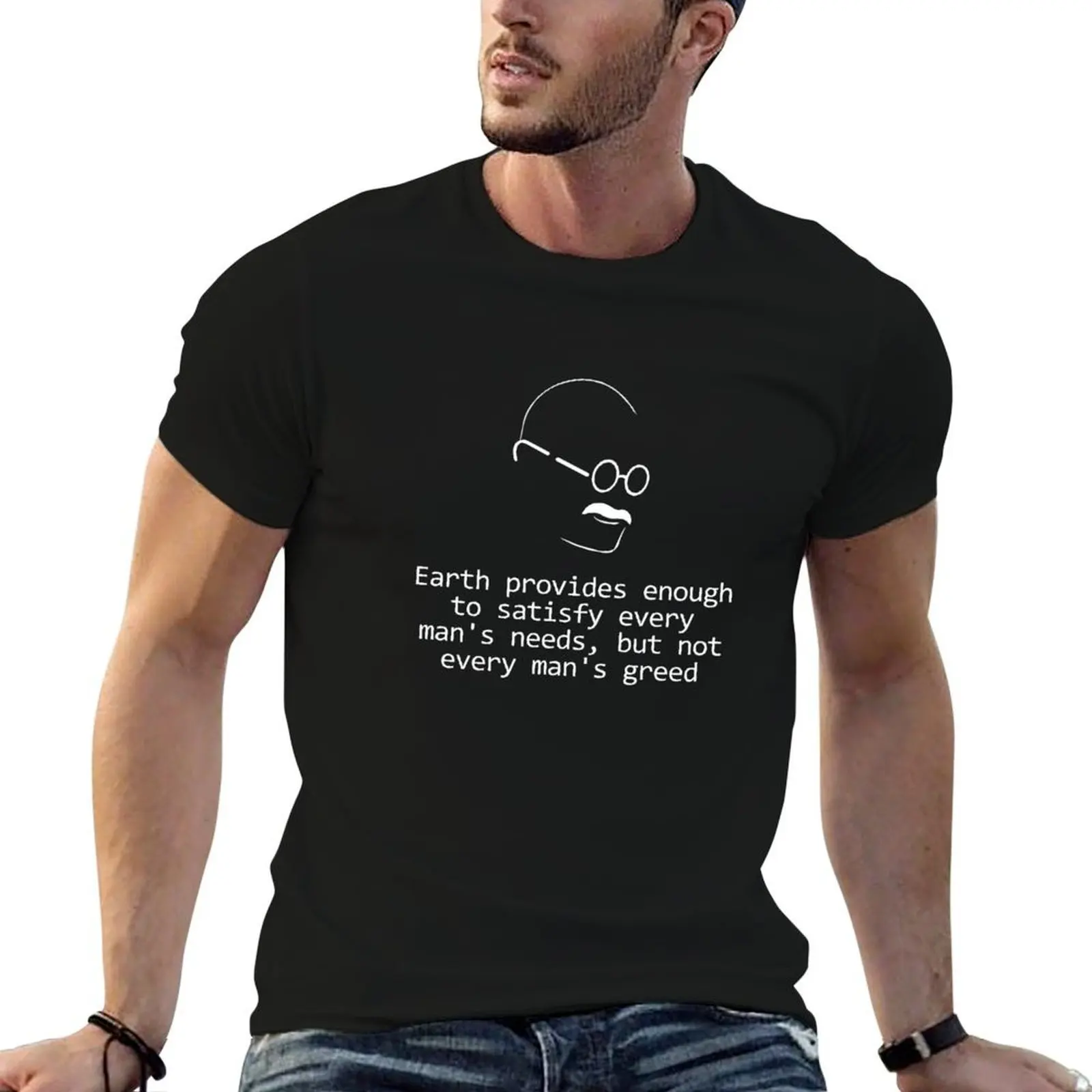 T-shirt Gandhi Quote Design Need Not Greed, t-shirt basique grande taille