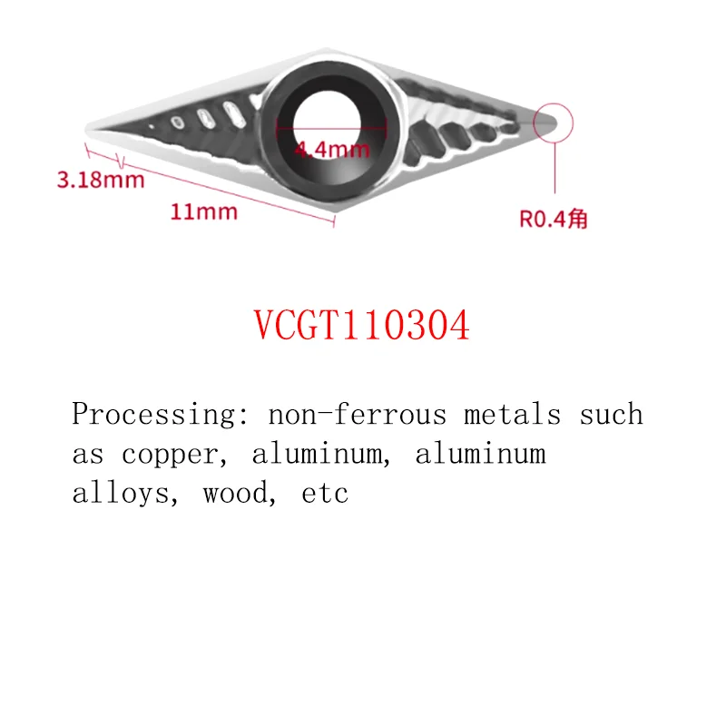 YRFL 5PCS CNC Diamond Insert VCGT 110302 VCGT 160404 35° Copper Inserts blade For Aluminum