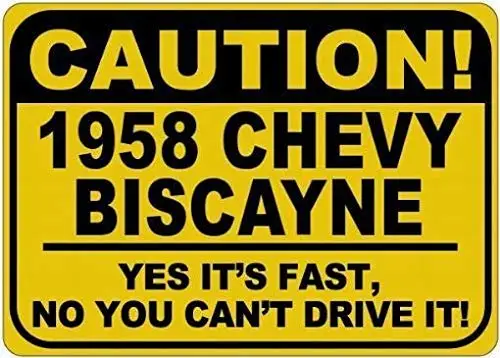 Vintage Retro Tin Sign Home Pub Bar Deco Wall Decor 8X12 1958 Biscayne Caution Fast,Vintage Retro Tin Sign Home Pub Bar Deco Wal