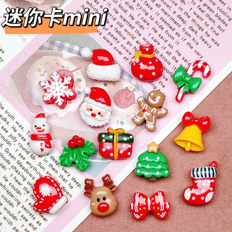 30 Pcs New Cute Cartoon Christmas Cookie Man, Snowman, Snowflake Resin Scrapbook Diy Jewelry Gift Hairpin Accessories A75