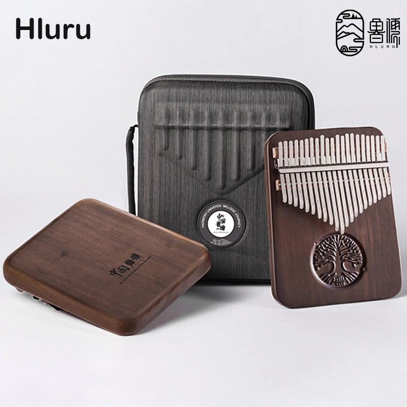 HLURU 21 Key Kalimba Musical Instrument Professional Thumb Piano Full Solid Wood Black Walnut Kalimba Finger Piano Portable