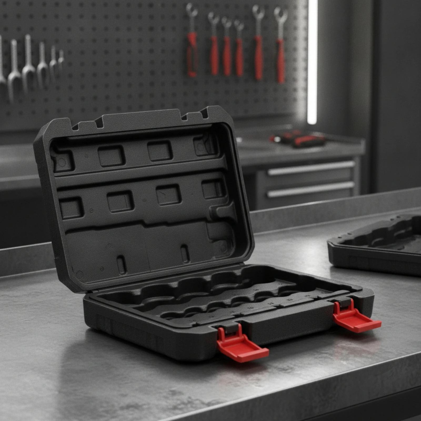 Socket Organizer Molded Socket Storage Box Tool Box with Latches Secure Organizer with Latches Heavy-Duty for Mechanics, Garage