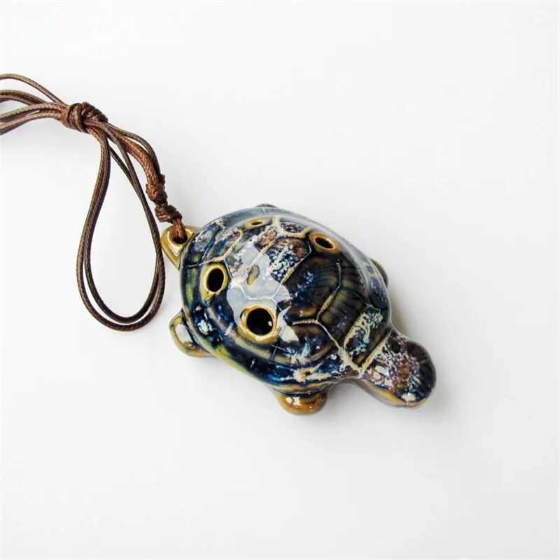 1 Piece Retro Style Small Turtle Ocarina Kiln Color Changing Series 6 Hole Ocarina Handmade Orff Instruments Pleasant Sound