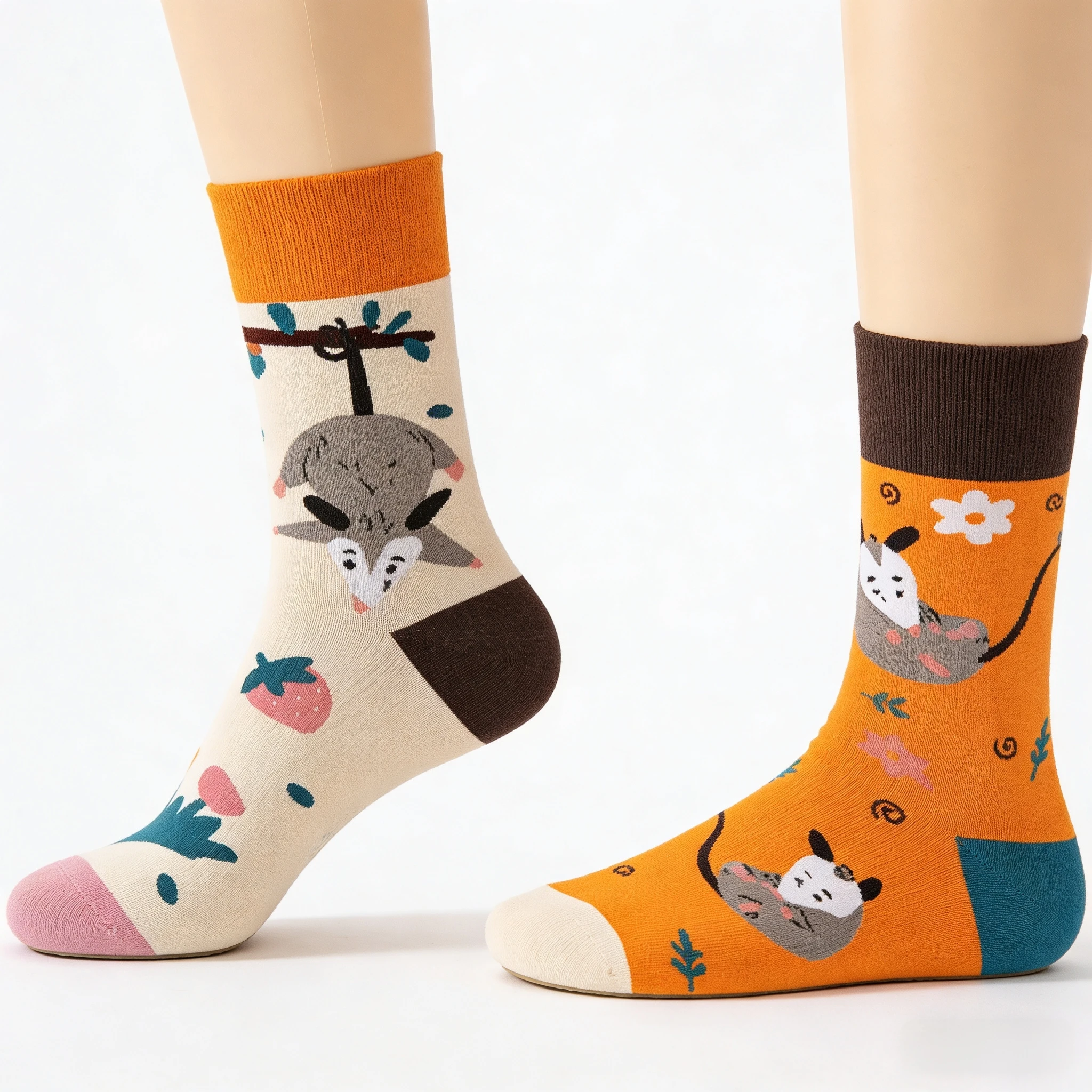 Original New Design Cute Opossum Cotton AB Trend Crew Socks Unisex Funny Cartoon Irregular Socks Women Men Skateboard Long Socks
