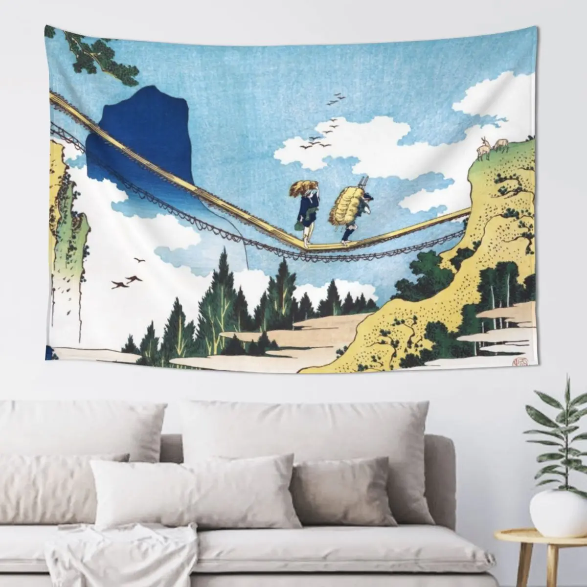 

The Suspension Bridge on the Border of Hida and Etchu Provinces Tapestry Bedroom Decor Aesthetic Wall Hanging Decor Tapestry