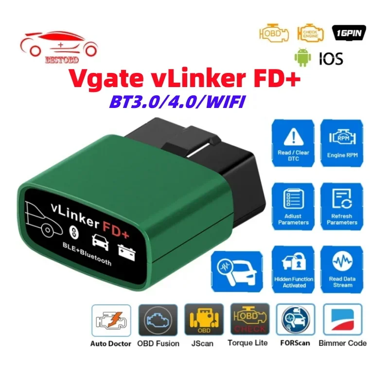 Vgate vLinker FD+ ELM327 V2.2 Forscan for Ford Bluetooth Android/IOS ELM 327 Wifi OBD OBD2 Car Diagnostic J2534 PK ELM 327 V1 5