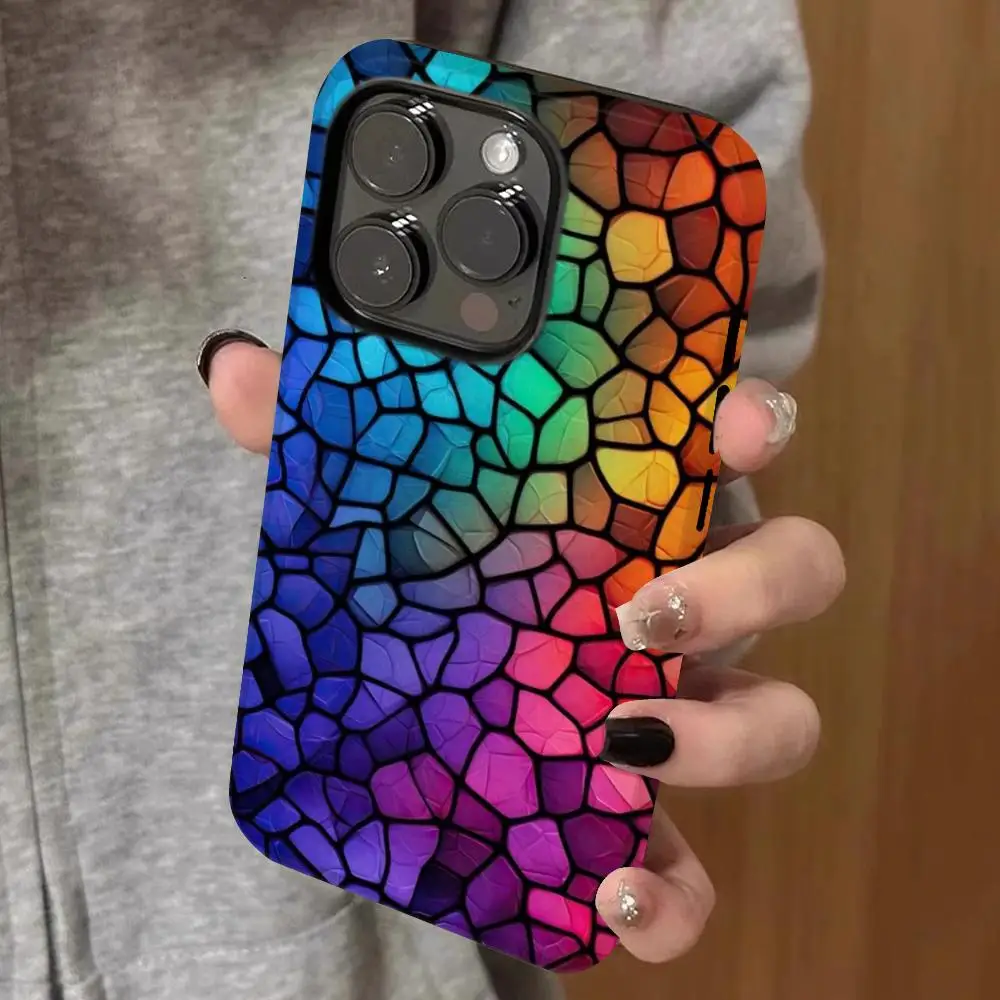 

mosaic pattern Phone Case Double-layered 2-in-1 Film Case For IPhone 16 15 Promax 14 13 Pro 12 11 plus Samsung S25 24 23 Covers