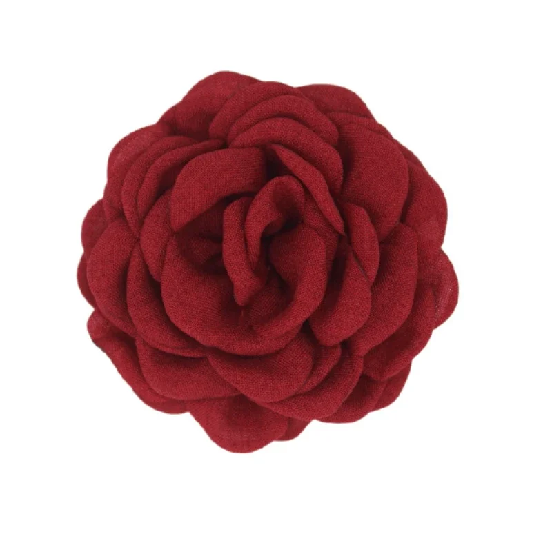 Handmade Fabric Camellia Brooches for Women Rose Flower Lapel Pins Elegant Corsage Badge Jewelry Clothing Accessories