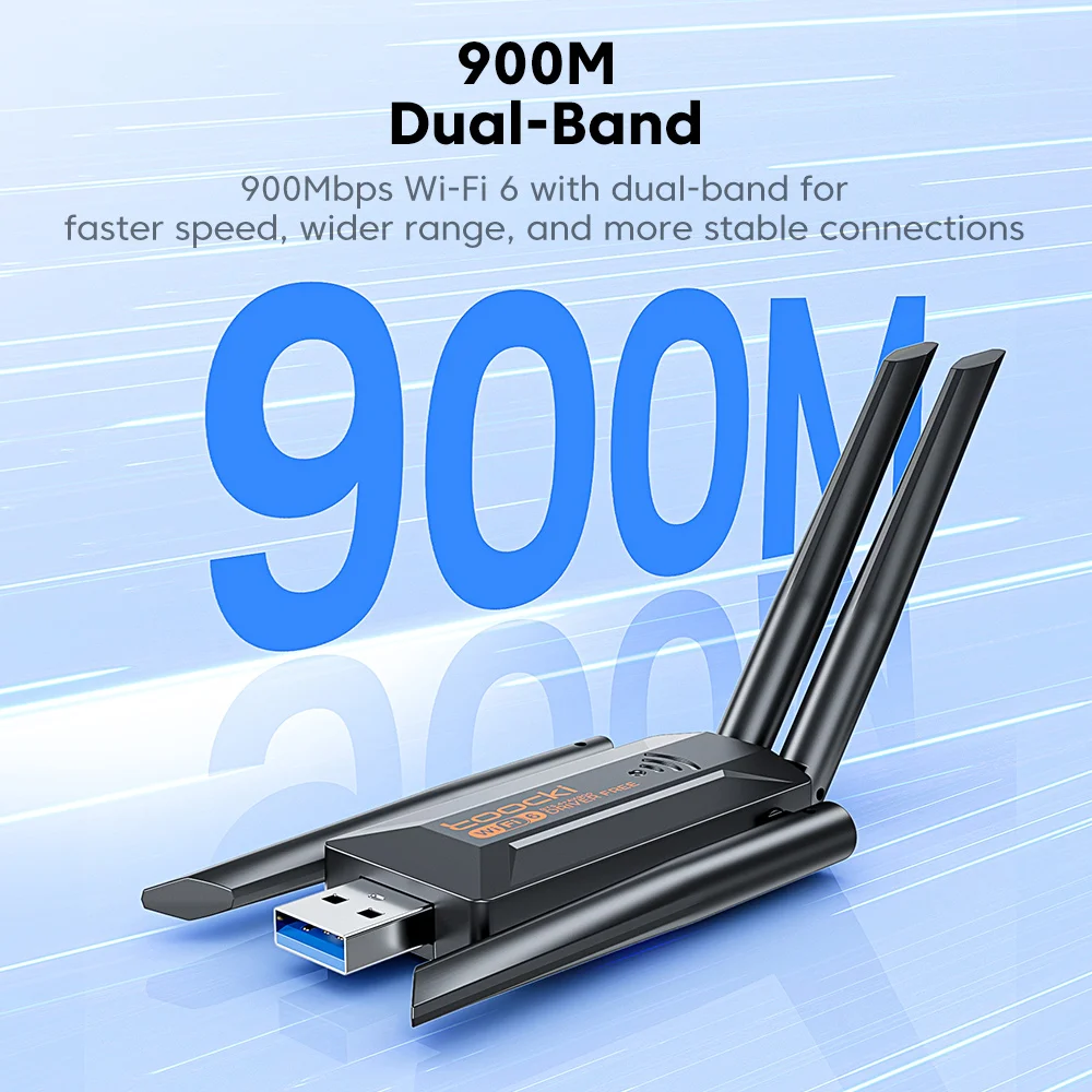 Toocki TB07 AX1300/AX900 WiFi6 USB Adapter with Rotatable High-Gain Antennas 5G&2.4G Dual Band USB Network Cards for PC Laptop