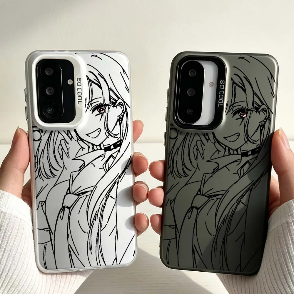 Marin Kitagawa Design For Samsung Galaxy A06 A07 A16 A14 A22 A25 A26 A33 A35 A36 A55 A56 M55 Colored Silver Phone Case Soft