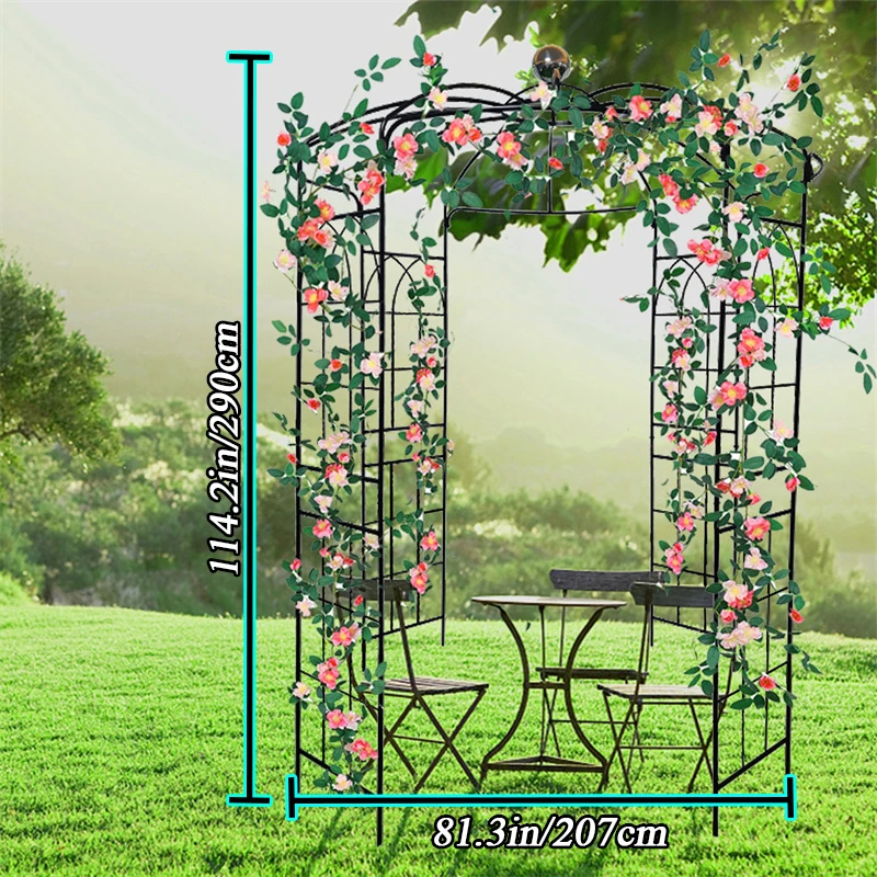 

Metal Garden Arch Iron Garden Arbors Gazebo Dia81.3'' x114.2'' High Birdcage Shape Pergola Pavilion for Wedding Ceremony Outdoor