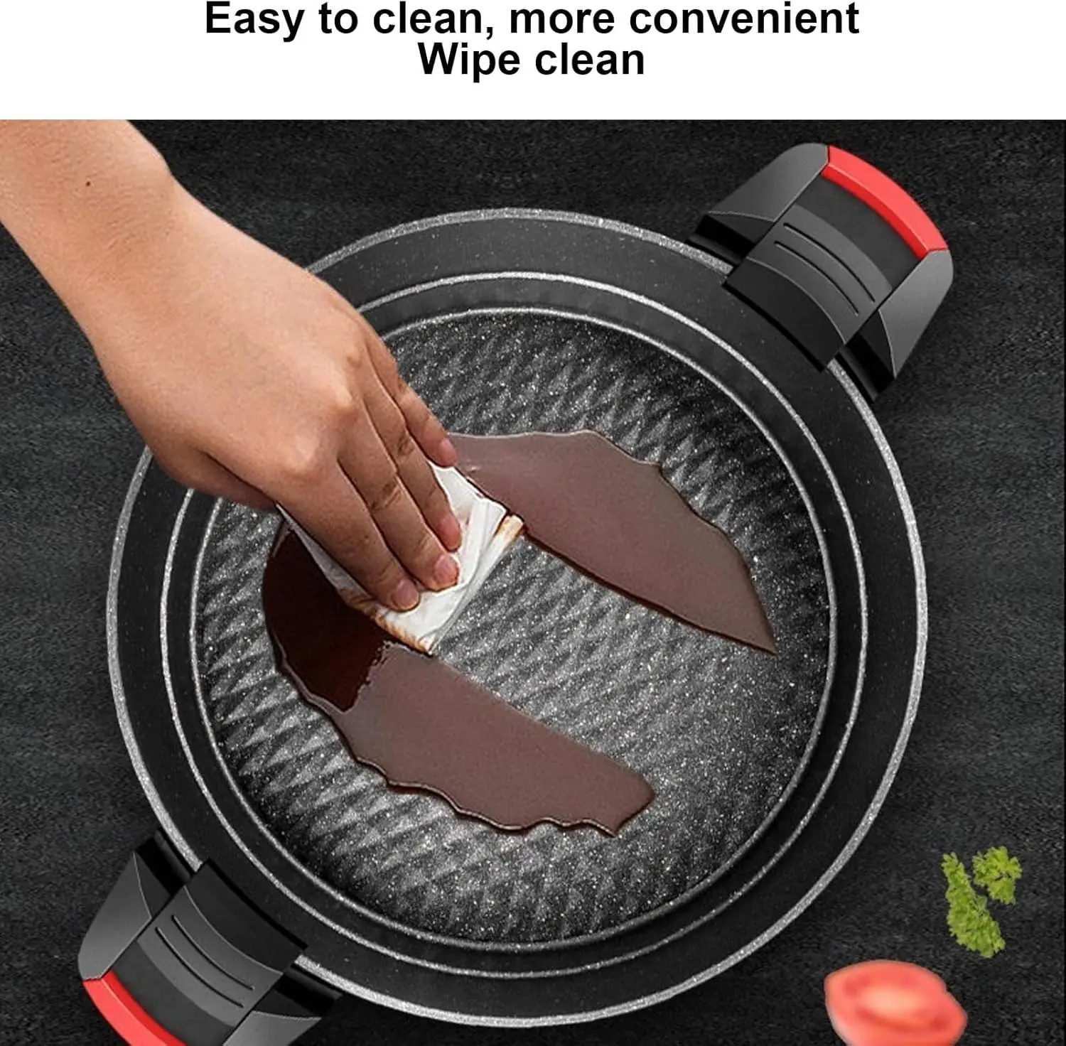 Pot, 1500W Hot Pot Electric Cooker with Steam Plate Nonstick Frying Skillet Steam Pot 5 Type Temp Control Multifunction Cooker f