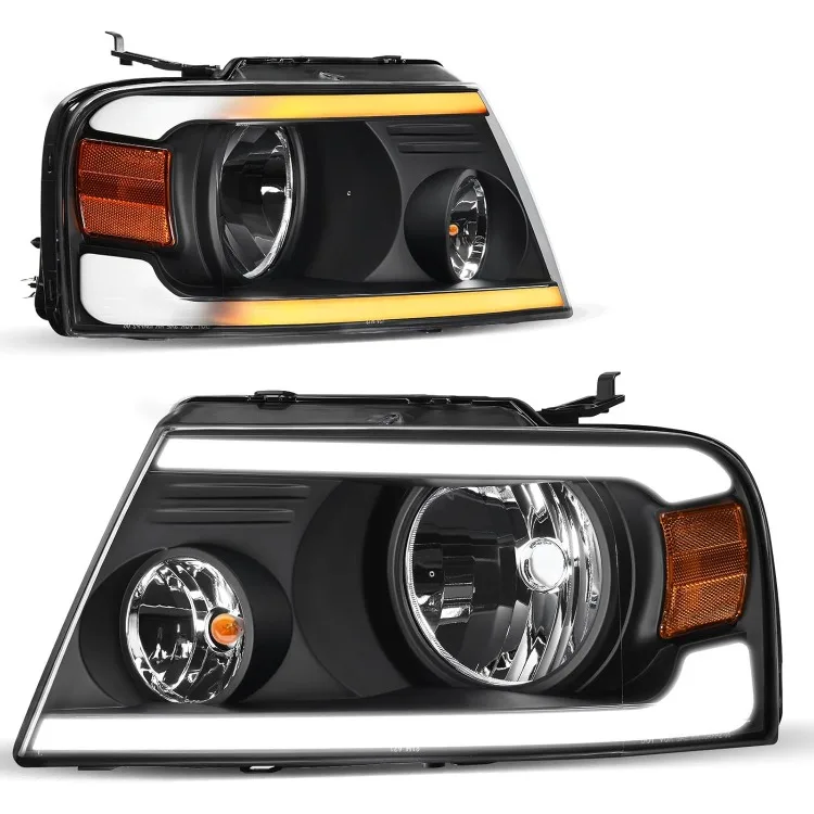 

Switchback LED Tube Headlights Assembly Compatible with 2004 2005 2006 2007 2008 Ford F150 F-150 DRL