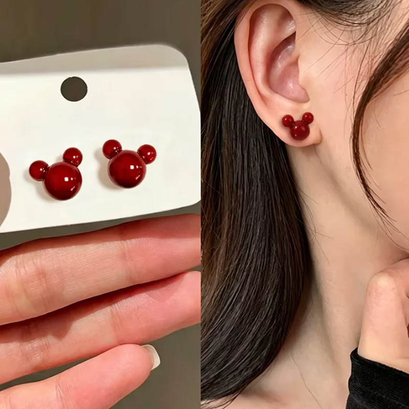 Disney 2pcs/set Mickey Minnie, Winnie the Pooh earrings, cute sweet earrings,for daily outings travels,Valentine's Day gifts view 5