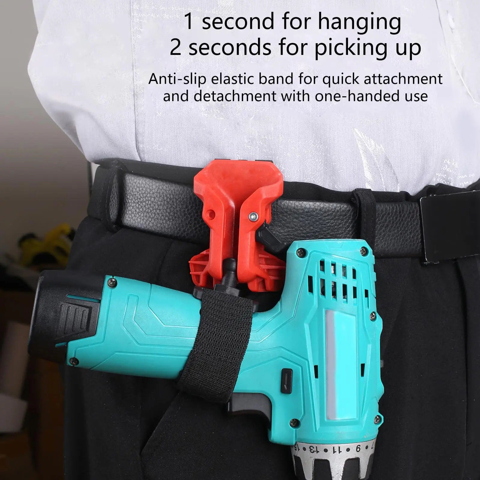 Self-Locking Drill Holder Belt Clip High Durability Double Waist Mount For Electric Tool Quick Release Portable Tool Storage