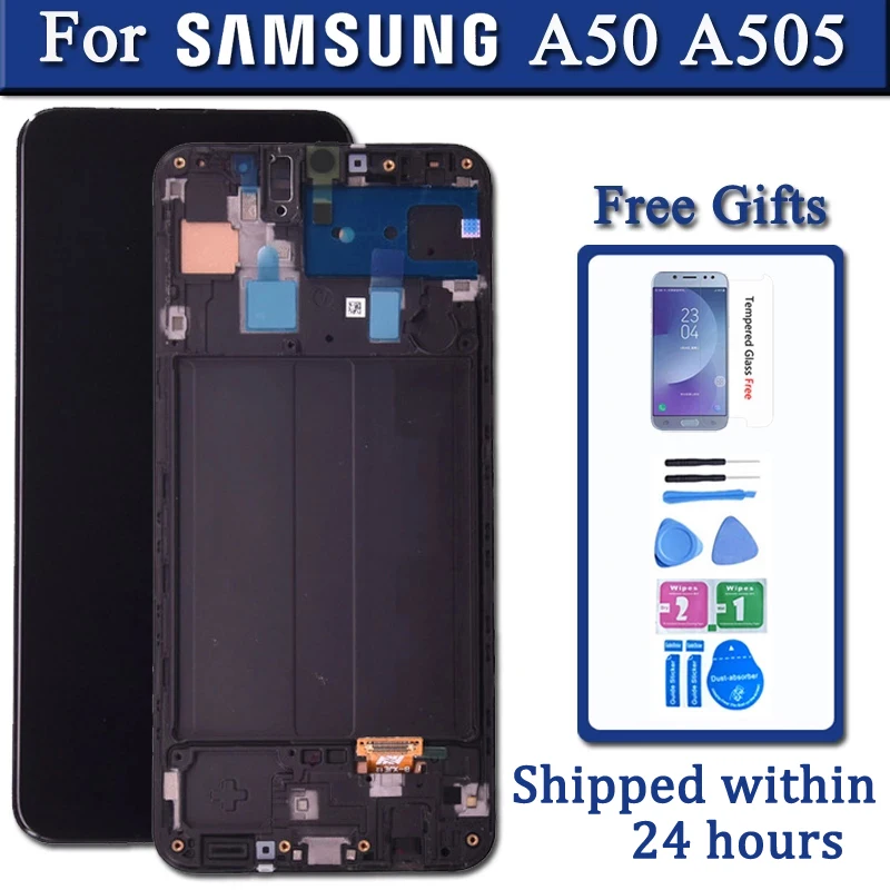 Display For SAMSUNG GALAXY A50 LCD Display A505/DS A505FN A505G A505GN A505YN With Touch Screen Digitizer Assembly With Frame