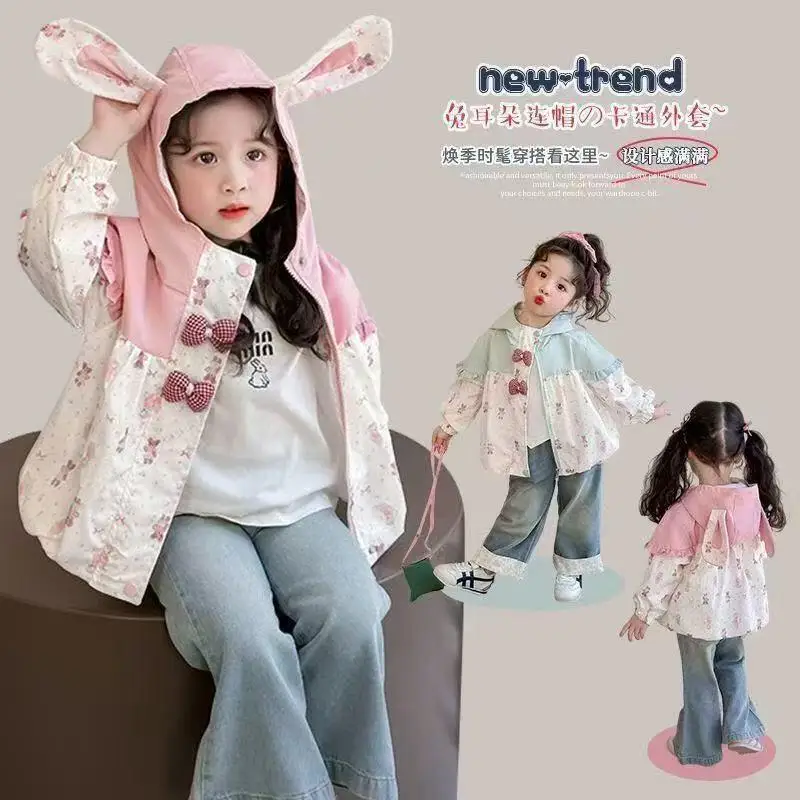 

Kawaii уличные куртки для девочек, модные студенческие весенне-осенние повседневные пальто на молнии с лацканами и героями мультфильмов, топы, детская одежда