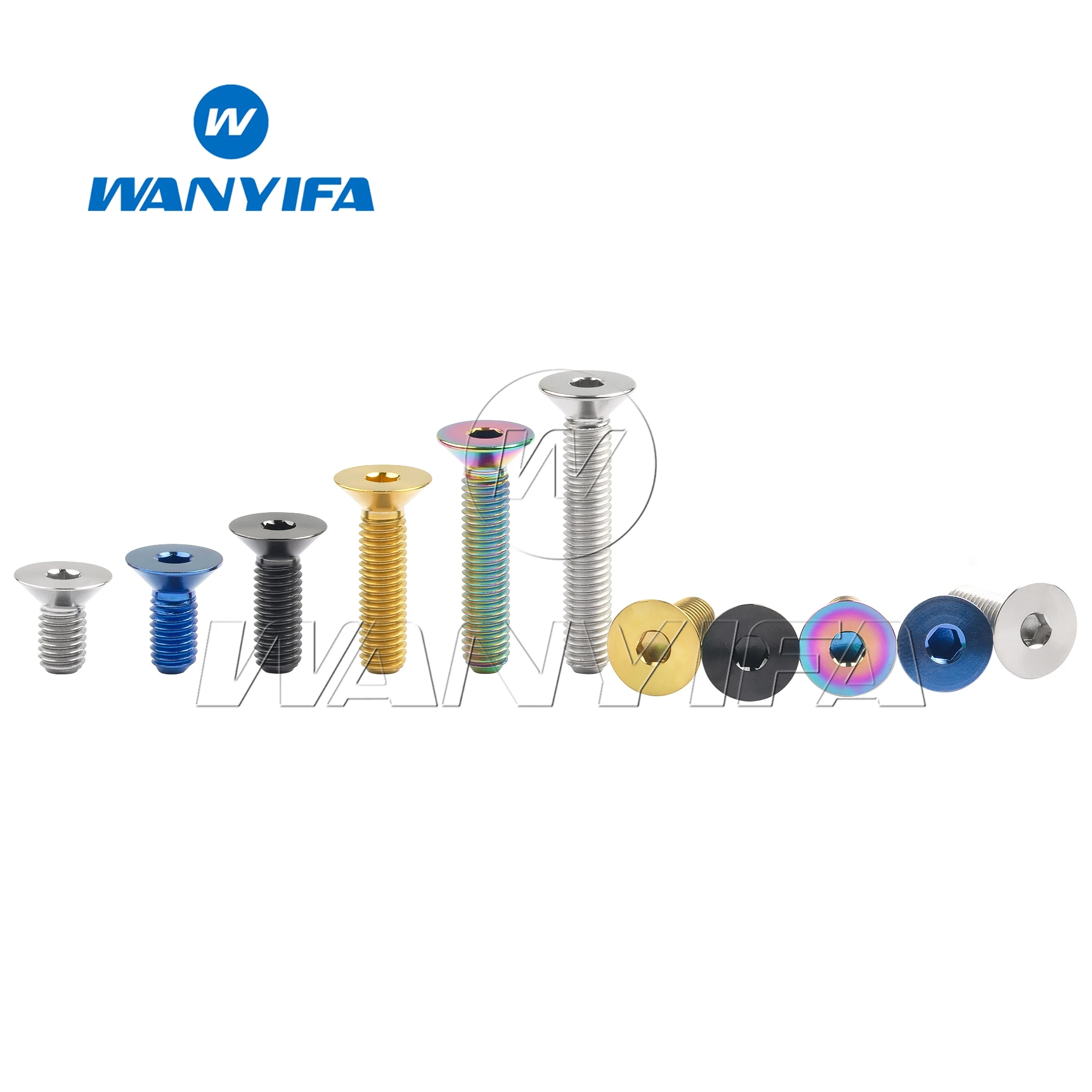 Wanyifa Titanium Bolt M5x10 12 15 20 25 30 35mm Flat Countersunk Head Hex Socket Ti Screws